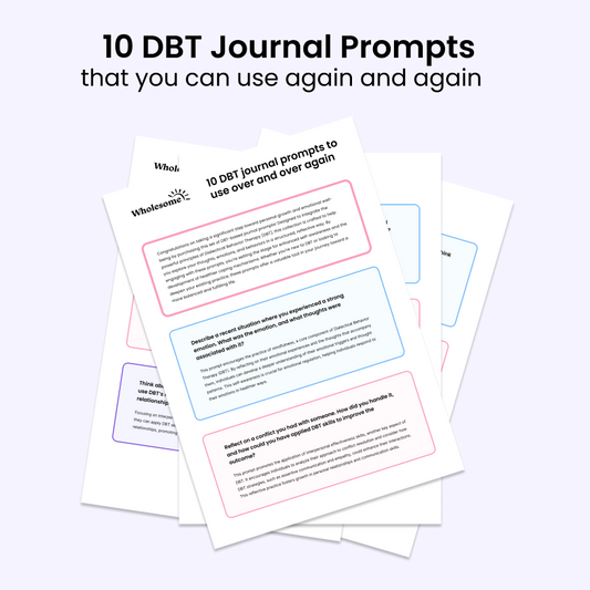 10 DBT Journal Prompts | Reusable PDF | No Printer Needed